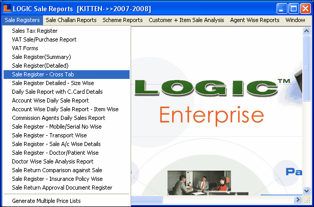 SaleRegisterCrossTab