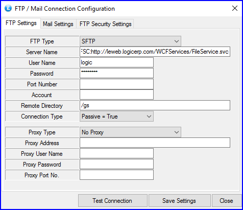 Set Branches > FTP Settings (Global) > Other Settings related to Import ...