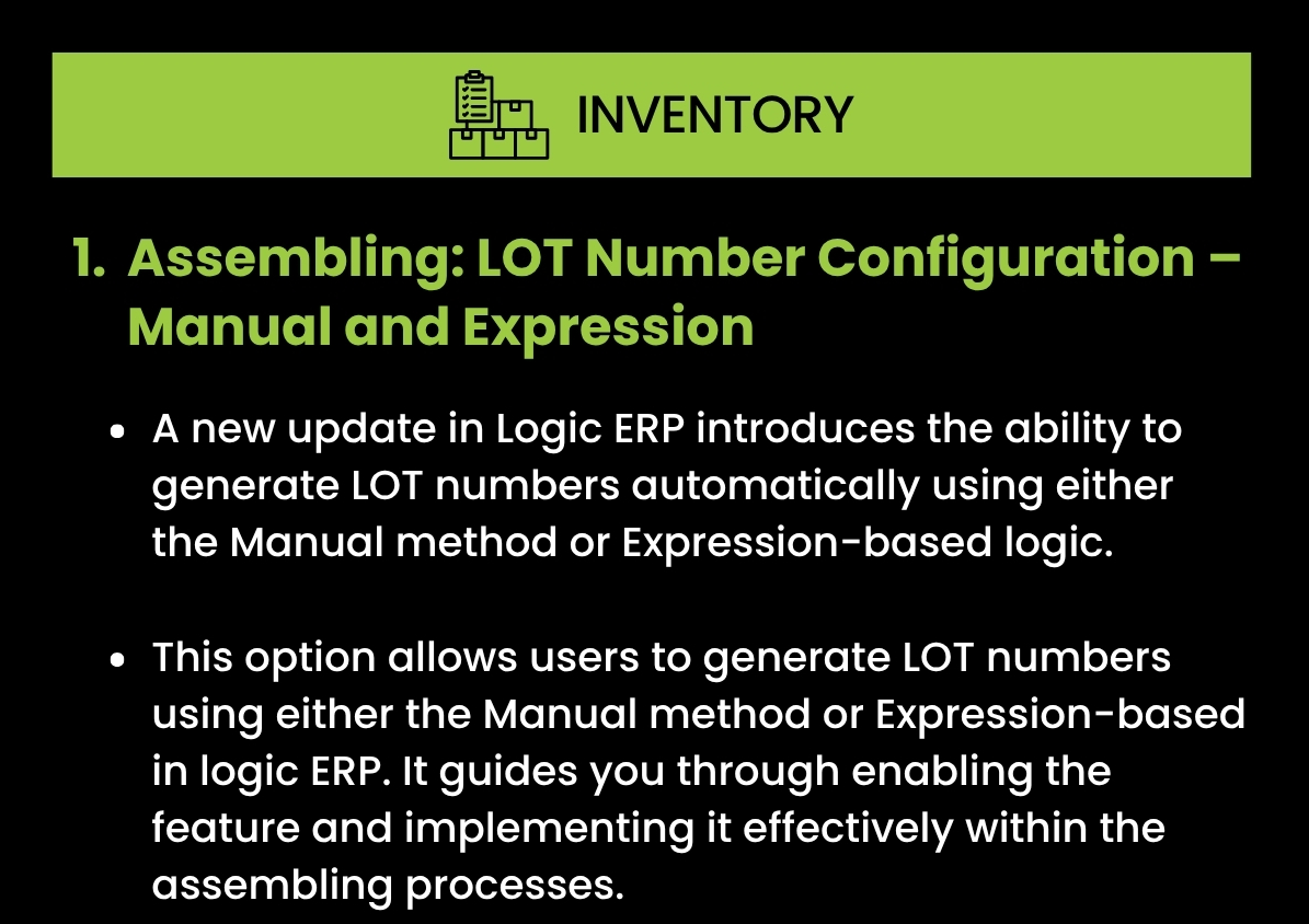 LOGIC ERP Release Notes | May 2025 