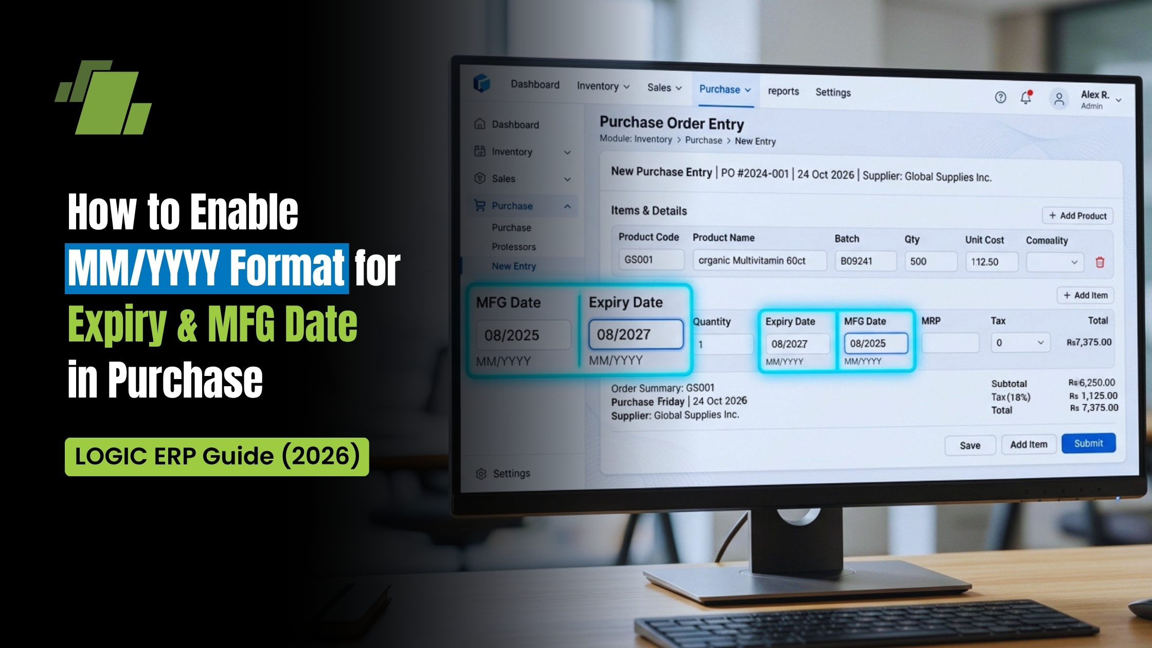 How to Enable MM/YYYY Format for Expiry & MFG Dates in Purchase | LOGIC ERP Guide (2026) 