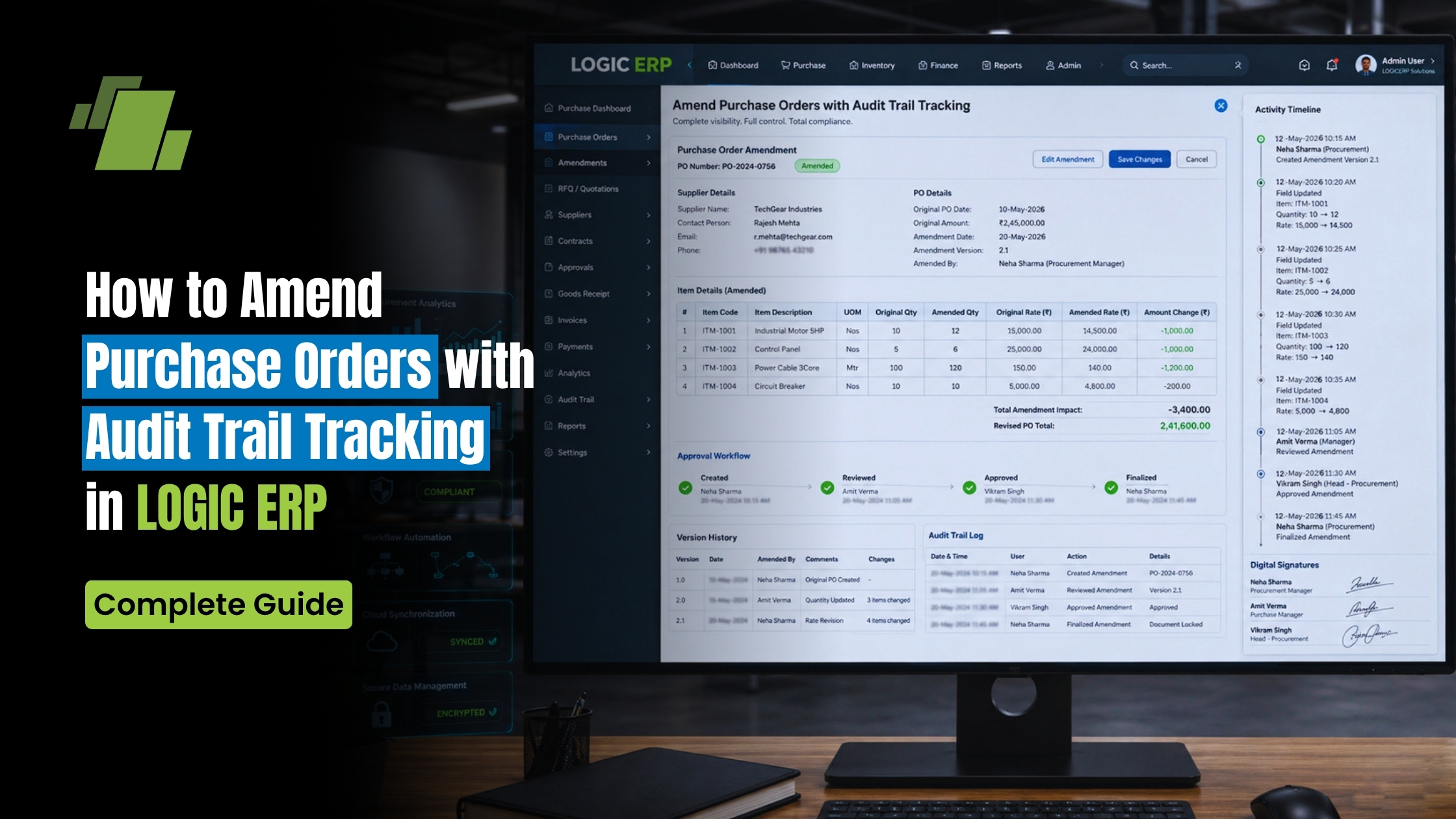 How to Amend Purchase Orders with Audit Trail Tracking in LOGIC ERP (Complete Guide)