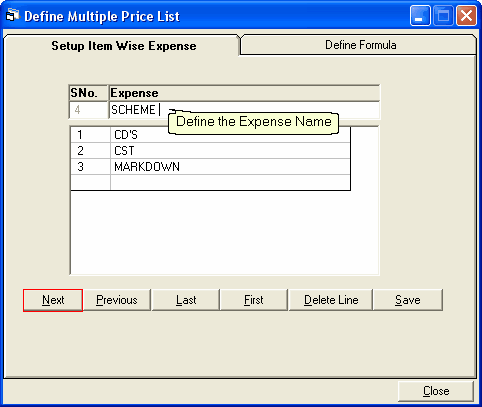 DefineMultiplePriceList